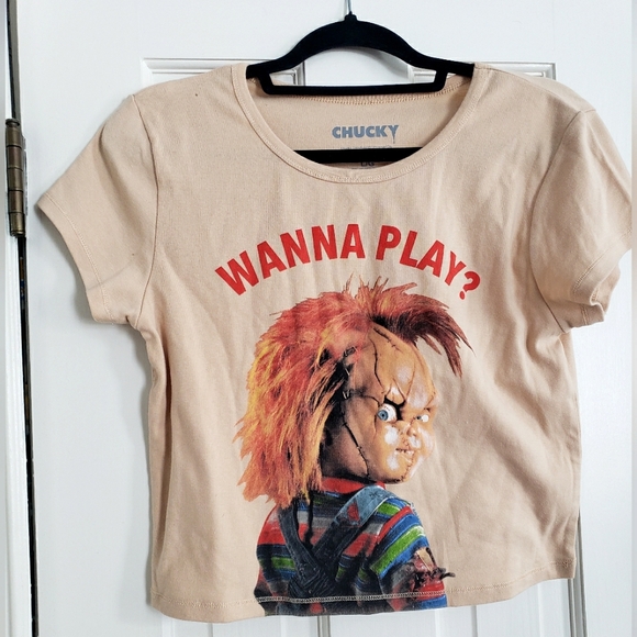 Chucky Tops - Chucky Halloween Crop Top L shirt horror 90s Wanna Play